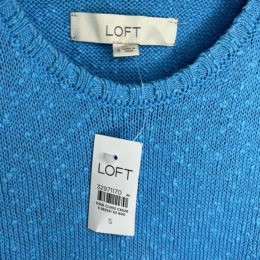 LOFT Scoop Neck Knit Tank Top in Blue size small NWT - Picture 4 of 7